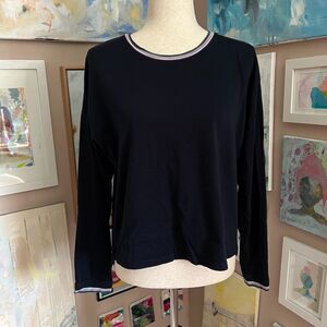 Bombas Navy Long‎ Sleeve Tee Casual Minimalist Preppy Top Pima Cotton Size L